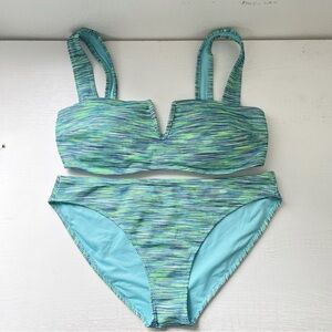 NWT Aerie Space Dye Bikini Bandeau & Bikini Swim Bottom Set Size Large